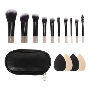 Versatile Makeup Brushes Kit Powder Puff Black 14 Pcs
